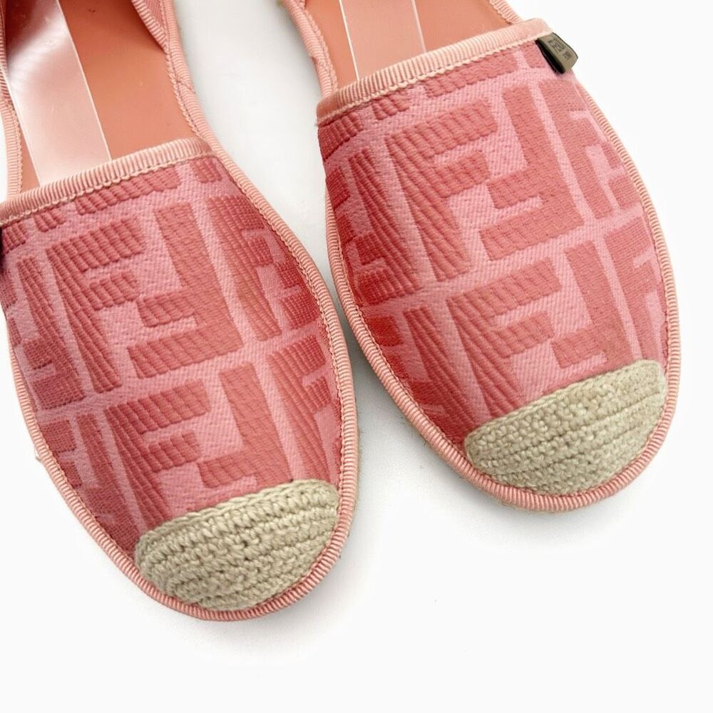 FENDI Pink Canvas FF Forever FENDI Flats Size 40 Us 9.5-10 Ankle Wrap Espadrille - Picture 4 of 13